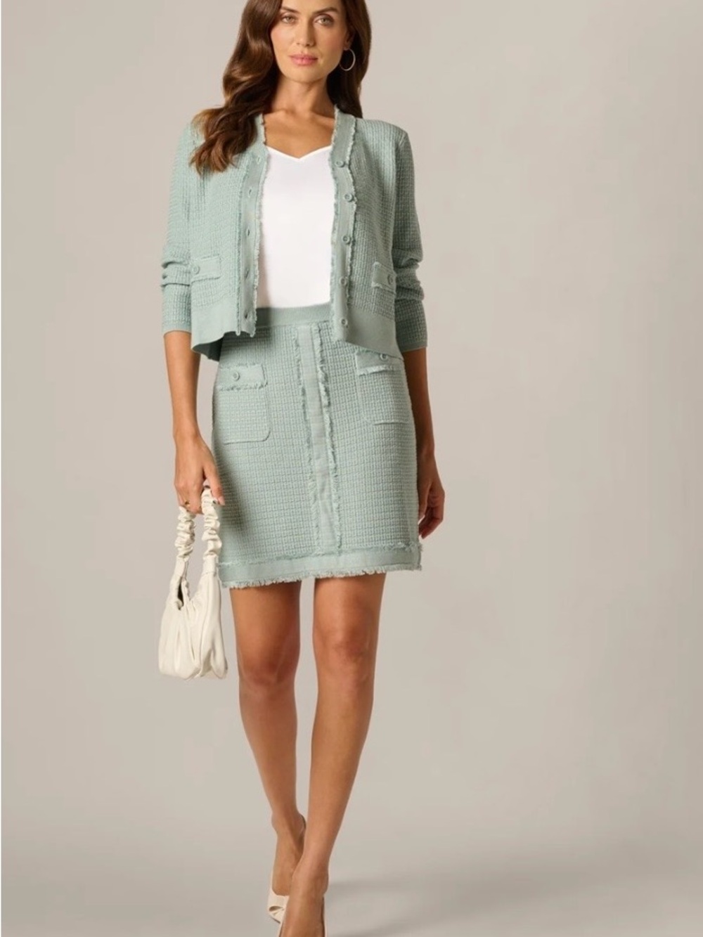 NWT Adrianna Papell light blue waffle knit skirt